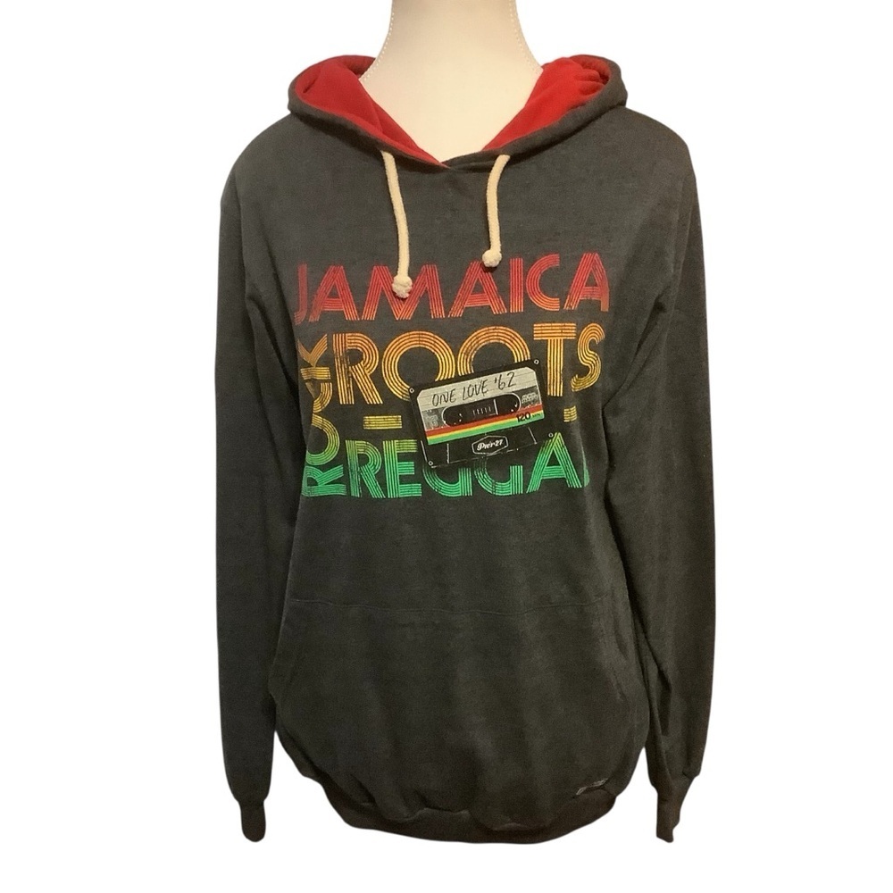 PIER 27 JAMAICA GREY HOODIE WITH GRAPHIC PRINT DESIGN/ Size XL